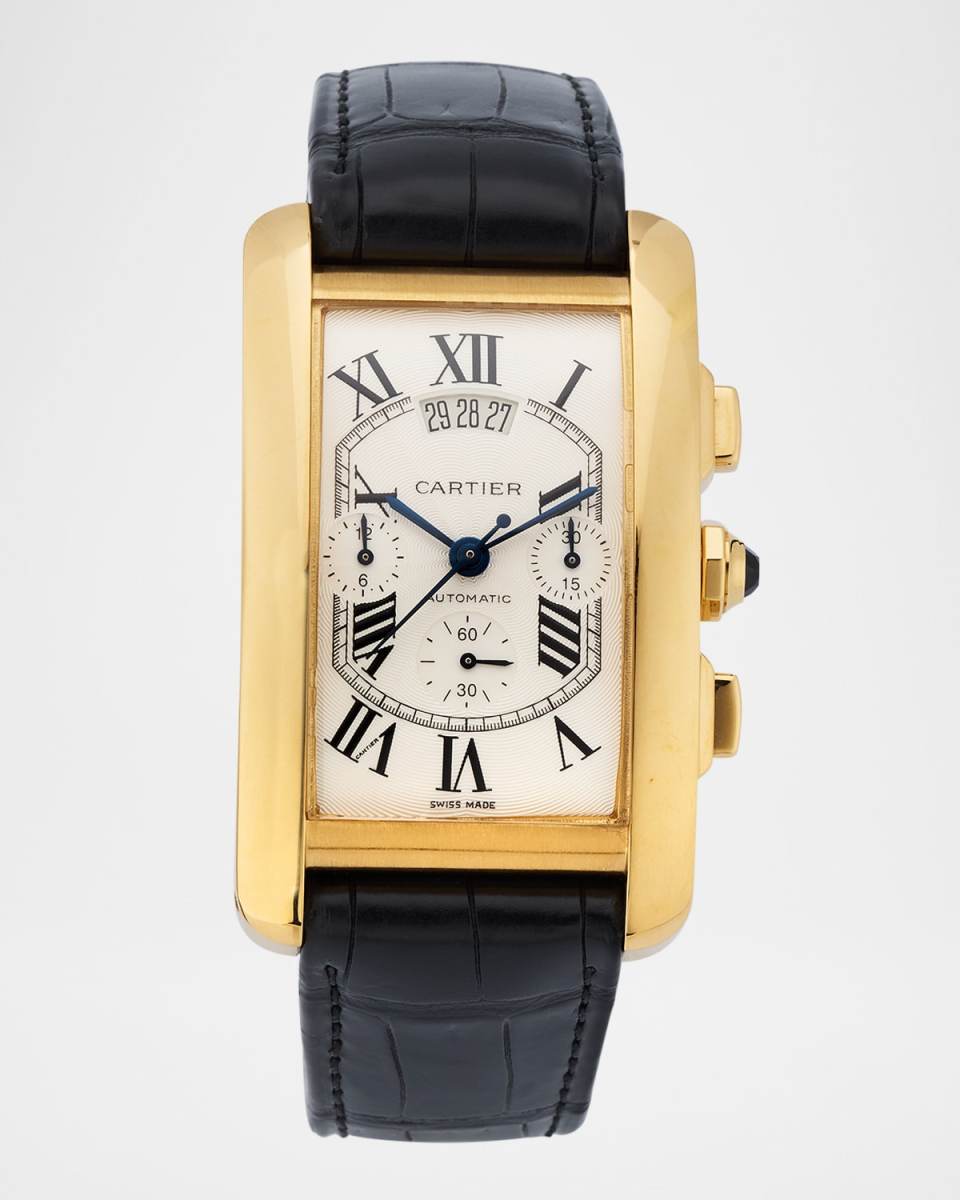Cartier 18K Yellow Gold Tank Americaine XL Chronograph 32mm Vintage 2010s Watch